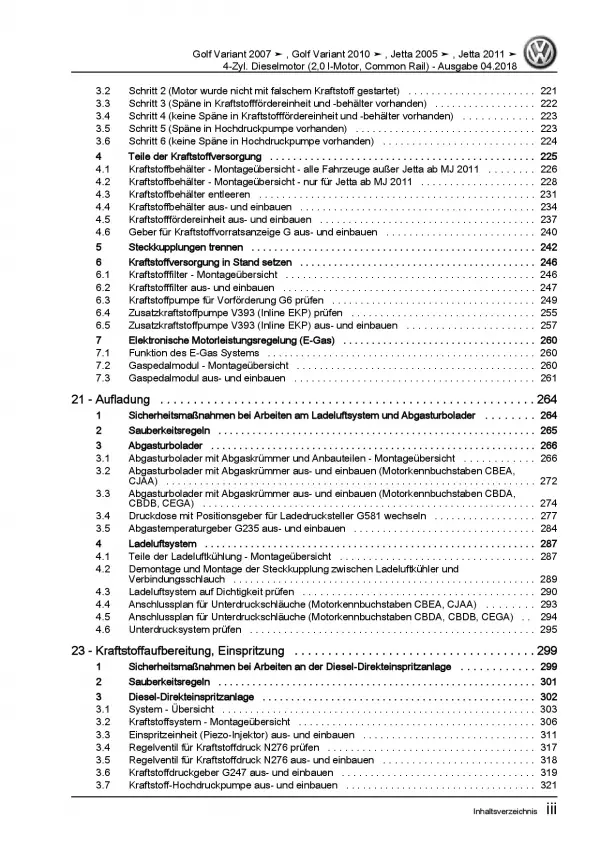 VW Golf 6 Variant (09-13) 4-Zyl. 2,0l Dieselmotor 136-170 PS Reparaturanleitung