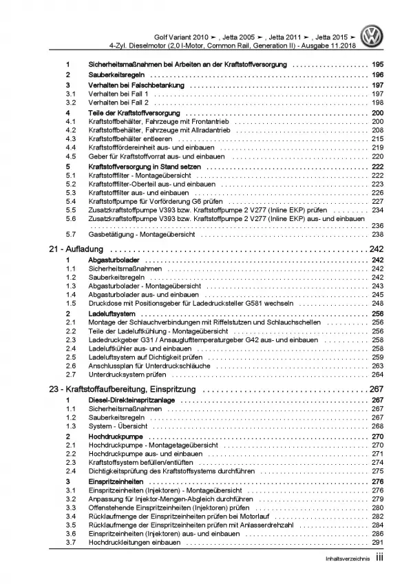 VW Golf 6 Variant (09-13) 4-Zyl. 2,0l Dieselmotor 110-140 PS Reparaturanleitung