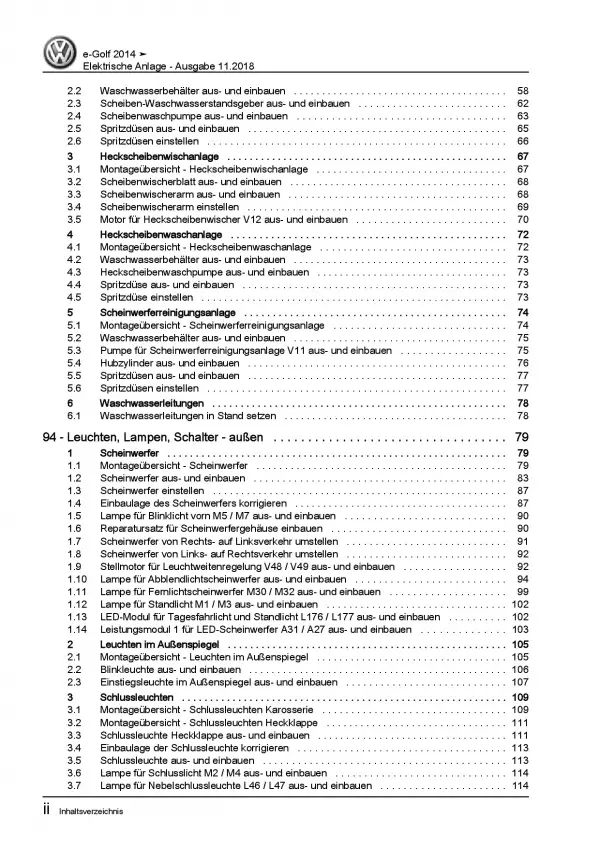 VW e-Golf BE1 (14-17) Elektrische Anlage Elektrik Systeme Reparaturanleitung PDF