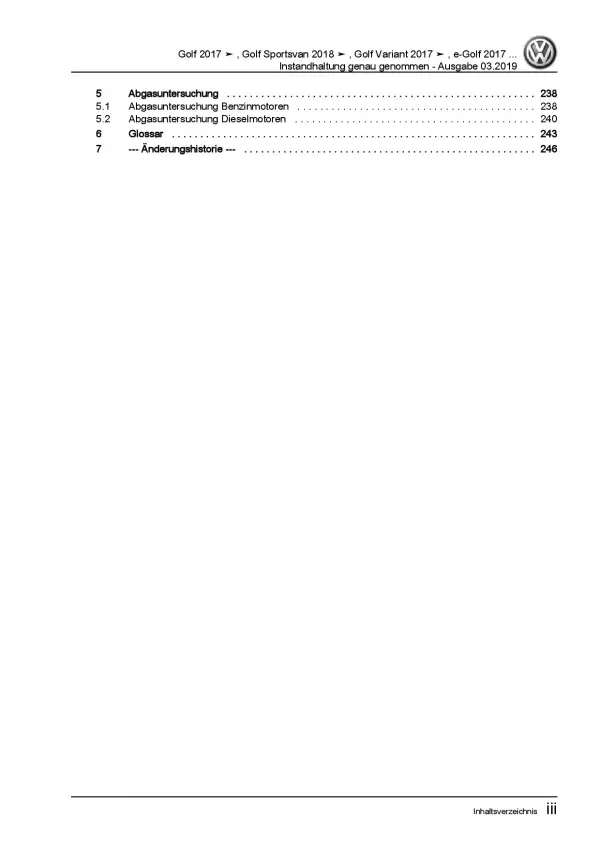 VW e-Golf BE2 ab 2017 Instandhaltung Inspektion Wartung Reparaturanleitung PDF