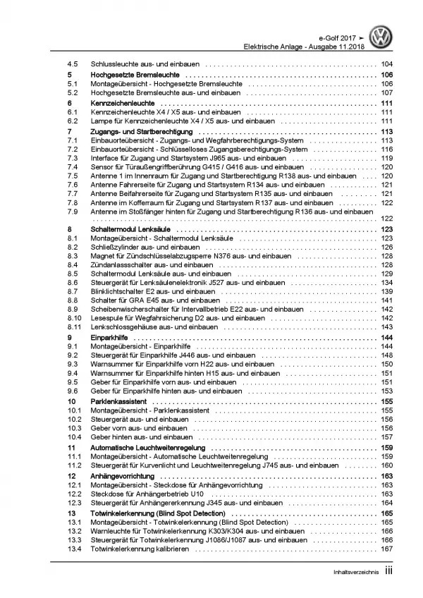 VW e-Golf BE2 ab 2017 Elektrische Anlage Elektrik Systeme Reparaturanleitung PDF