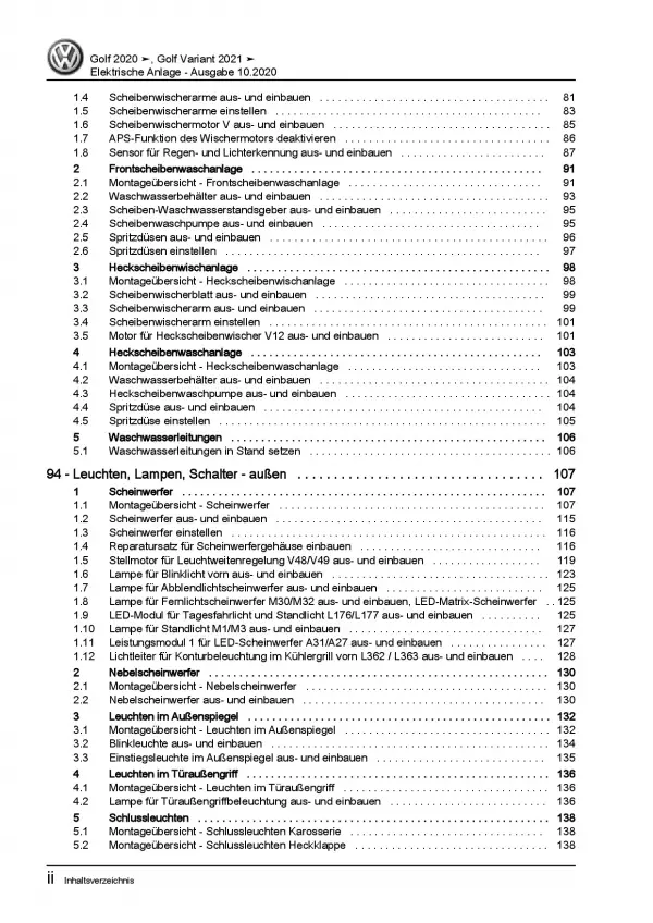 VW Golf 8 Typ CD ab 2019 Elektrische Anlage Elektrik Systeme Reparaturanleitung