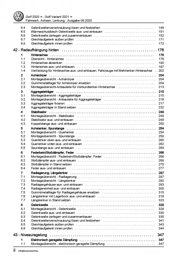 VW Golf 8 Typ CD ab 2019 Fahrwerk Achsen Lenkung Reparaturanleitung