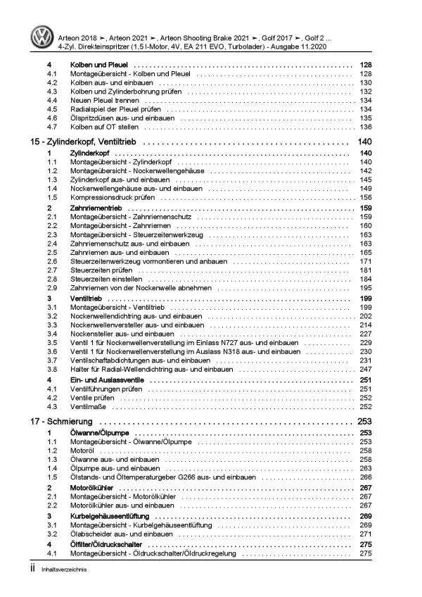 VW Golf 8 CD ab 2019 4-Zyl. 1,5l Benzinmotor 130-150 PS Reparaturanleitung PDF