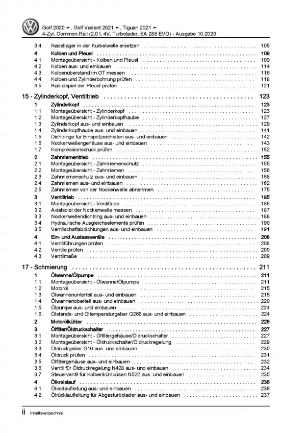 VW Golf 8 Typ CG5 ab 2020 4-Zyl. 2,0l Dieselmotor 115-200 PS Reparaturanleitung