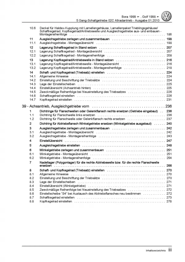 VW Golf 4 Variant (97-06) 5 Gang Schaltgetriebe 02C Kupplung Reparaturanleitung