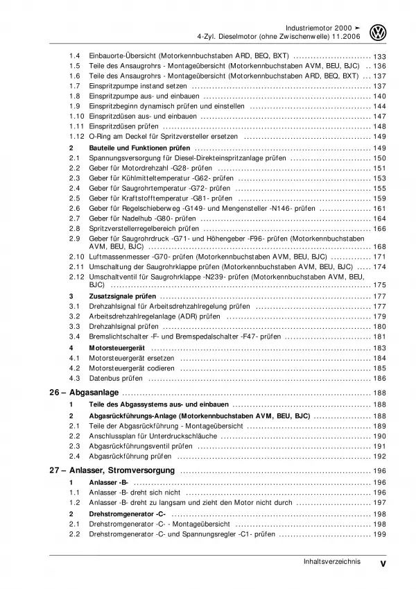 VW Industriemotoren IM (00>) 1,9l Dieselmotor 41-86 PS Reparaturanleitung PDF