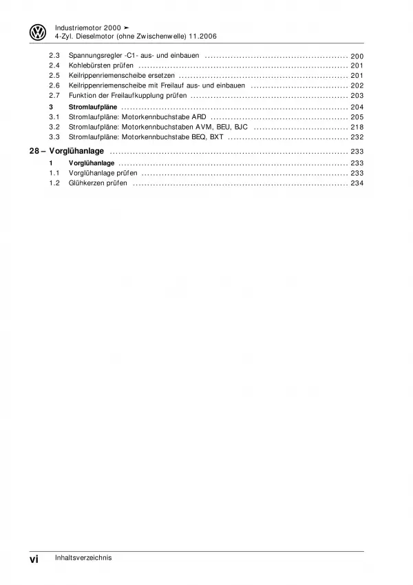 VW Industriemotoren IM (00>) 1,9l Dieselmotor 41-86 PS Reparaturanleitung PDF