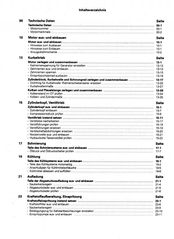 VW Industriemotoren IM (90>) 4-Zyl. 1,9l Dieselmotor 58-75 PS Reparaturanleitung