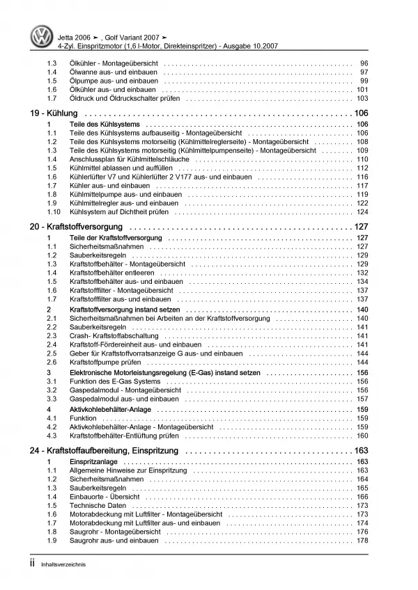 VW Jetta 5 Typ 1K (04-10) 4-Zyl. 1,6l 115 PS Benzinmotor Reparaturanleitung PDF