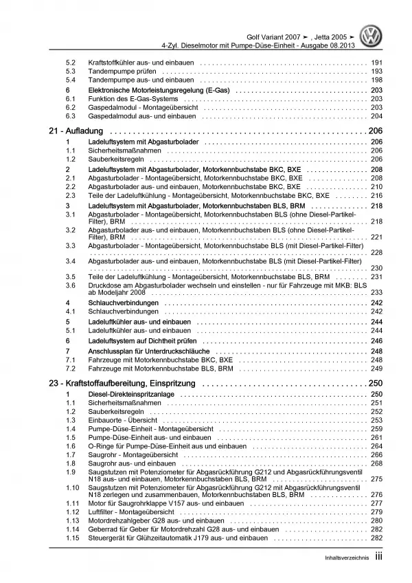 VW Jetta 5 Typ 1K (04-10) 1,9l Dieselmotor TDI 103-105 PS Reparaturanleitung PDF