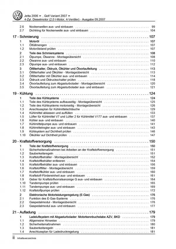 VW Jetta 5 1K (04-10) 4-Zyl. 2,0l Dieselmotor TDI 136-170 PS Reparaturanleitung