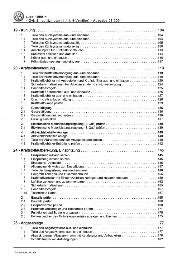 VW Lupo Typ 6X (98-06) 4-Zyl. 1,4l Benzinmotor 75-100 PS Reparaturanleitung PDF