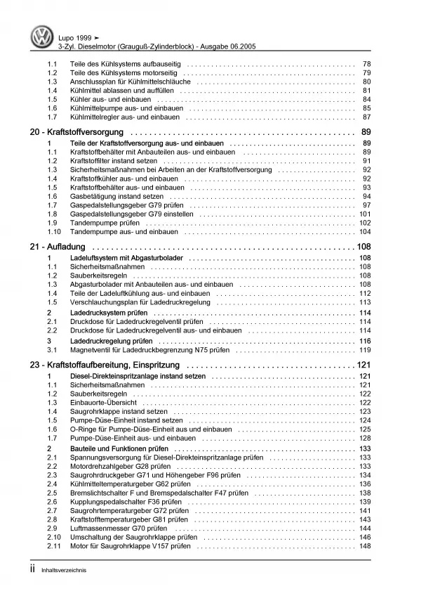 VW Lupo Typ 6X (98-06) 3-Zyl. 1,4l Dieselmotor TDI 75 PS Reparaturanleitung PDF