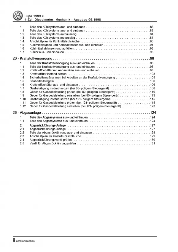 VW Lupo 6X (98-06) 4-Zyl. 1,7l Dieselmotor 60 PS Mechanik Reparaturanleitung PDF