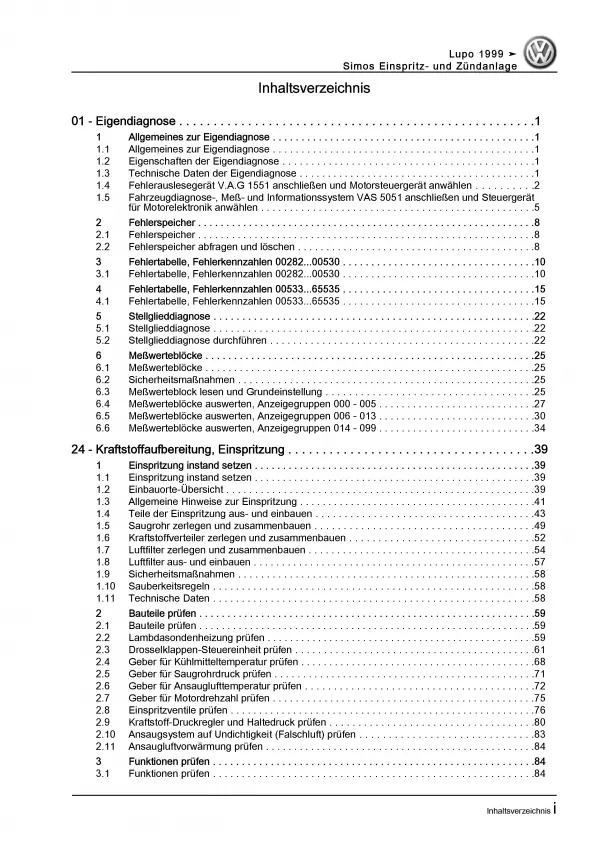 VW Lupo Typ 6X (96-06) 4-Zyl. Simos Einspritz- Zündanlage Reparaturanleitung PDF