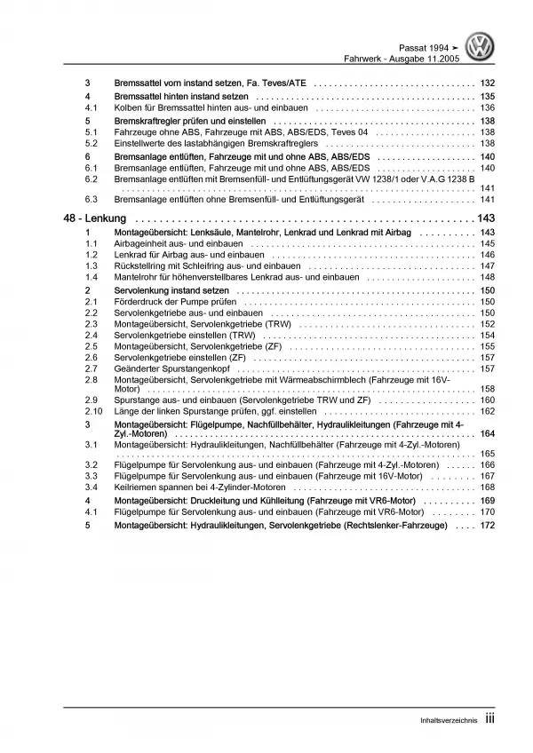 VW Passat 4 3A 1993-1997 Fahrwerk Achsen Lenkung Bremsen Reparaturanleitung PDF