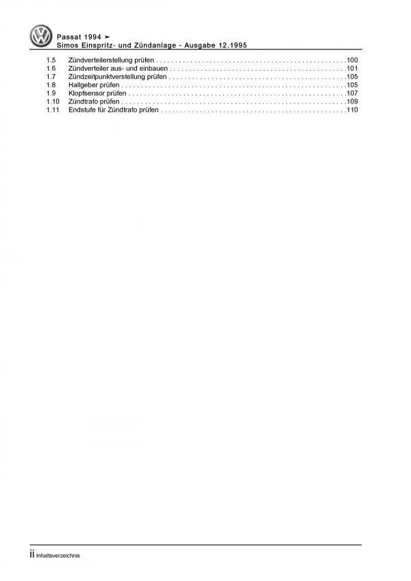 VW Passat (93-97) Simos Einspritz- Zündanlage 1,6l 2,0l Reparaturanleitung PDF