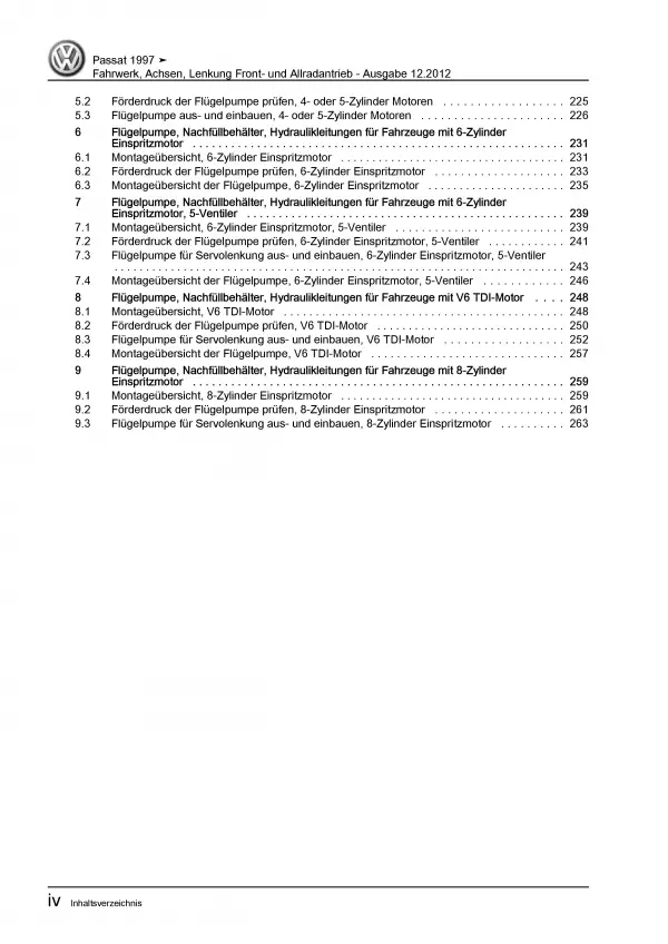 VW Passat 5 3B 1996-2005 Fahrwerk Achsen Lenkung FWD AWD Reparaturanleitung PDF