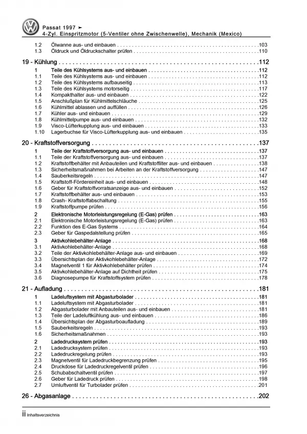 VW Passat 5 3B (96-05) 4-Zyl. Benzinmotor 150-170 PS Mechanik Reparaturanleitung