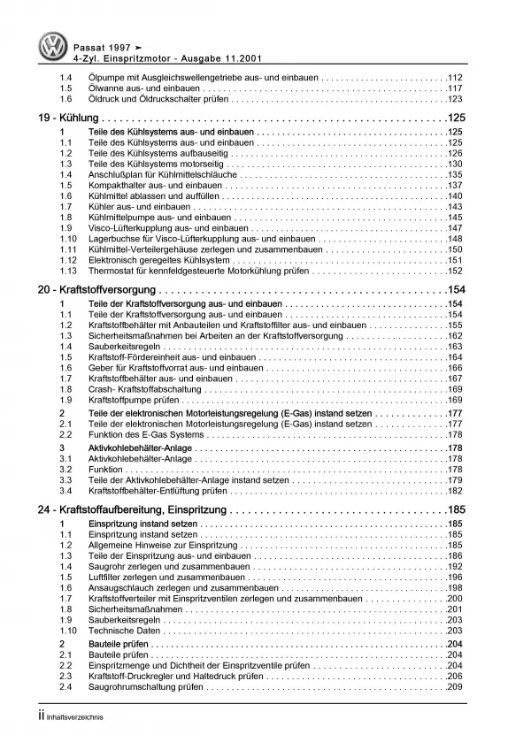 VW Passat 5 3B 1996-2005 4-Zyl. 2,0l Benzinmotor 131 PS Reparaturanleitung PDF