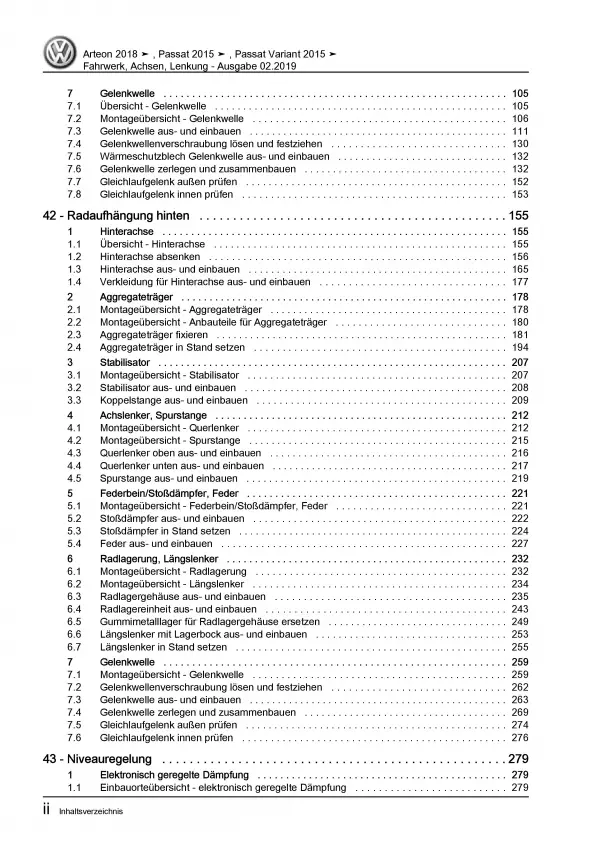 VW Passat 8 Typ 3G 2014-2019 Fahrwerk Achsen Lenkung Reparaturanleitung PDF