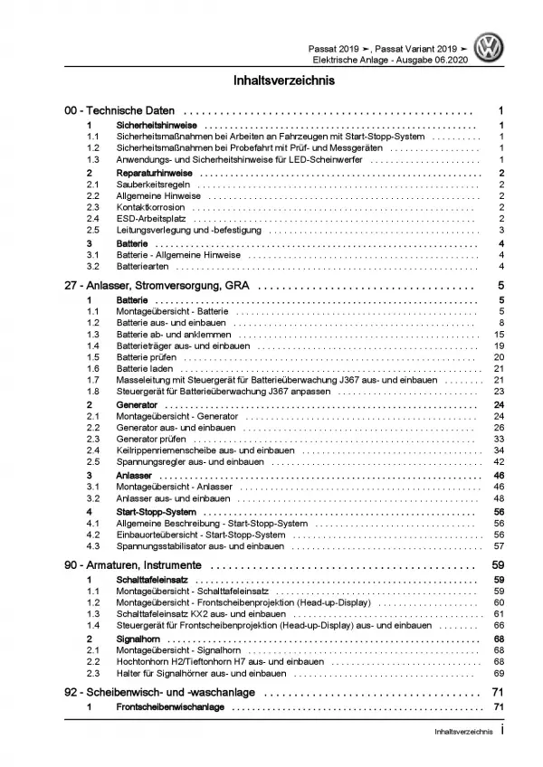 VW Passat 8 3G (19>) Elektrische Anlage Elektrik Systeme Reparaturanleitung PDF
