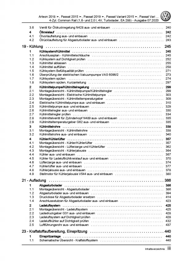 VW Passat 8 3G (19>) 1,6l 2,0l Dieselmotor TDI 110-190 PS Reparaturanleitung PDF