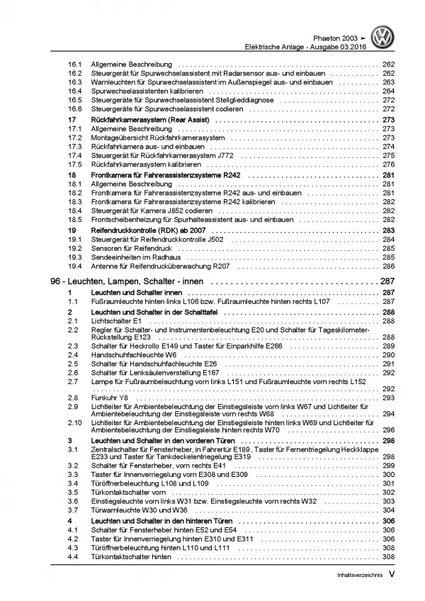 VW Phaeton 3D (01-16) Elektrische Anlage Elektrik Systeme Reparaturanleitung PDF