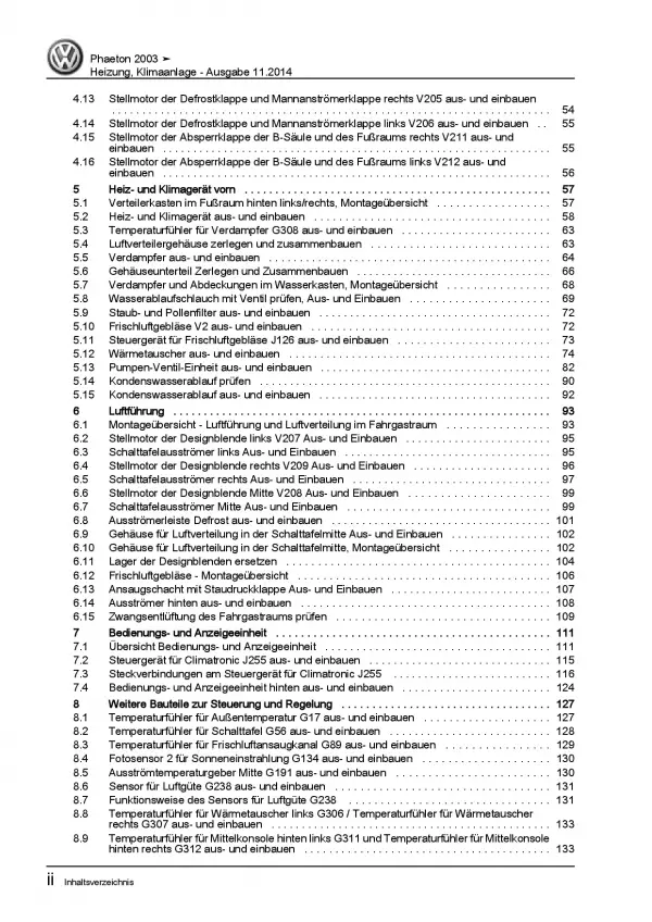 VW Phaeton 3D 2001-2016 Heizung Belüftung Klimaanlage Reparaturanleitung PDF