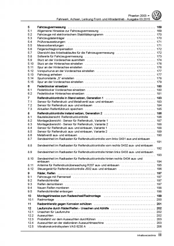 VW Phaeton 3D 2001-2016 Fahrwerk Achsen Lenkung FWD AWD Reparaturanleitung PDF