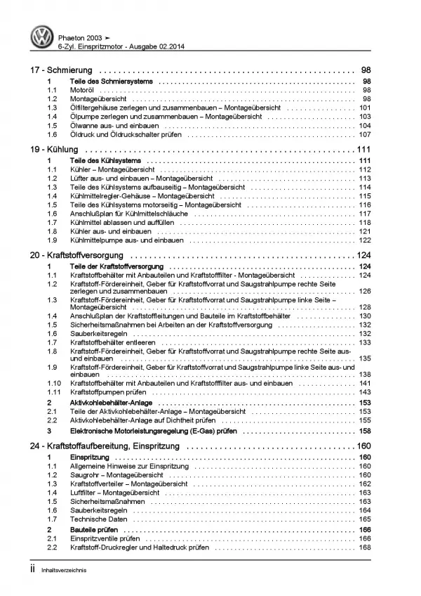 VW Phaeton 3D (01-16) 6-Zyl. 3,2l Benzinmotor 241 PS VR6 Reparaturanleitung PDF