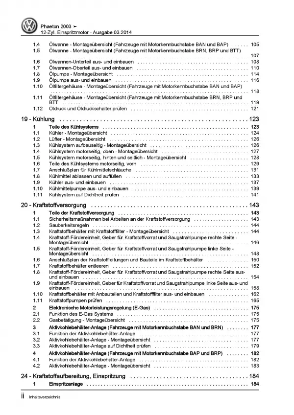 VW Phaeton 3D (01-16) 12-Zyl. 6,0l Benzinmotor 420-450 PS Reparaturanleitung PDF