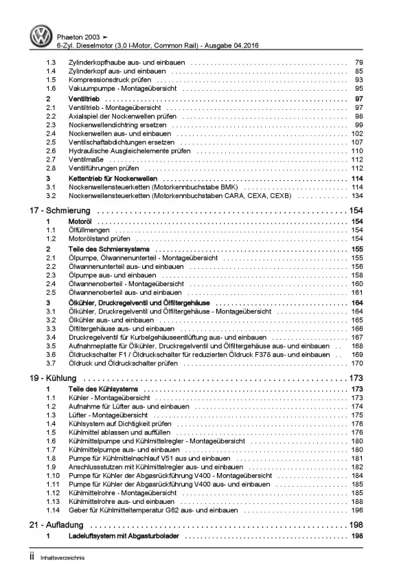VW Phaeton 3D (01-16) 3,0l Dieselmotor TDI 224-245 PS Reparaturanleitung PDF