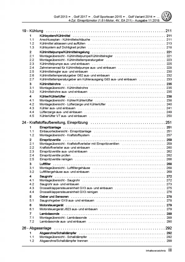 VW Polo 5 6C (14-17) 4-Zyl. 1,6l Benzinmotor 90-110 PS Reparaturanleitung PDF