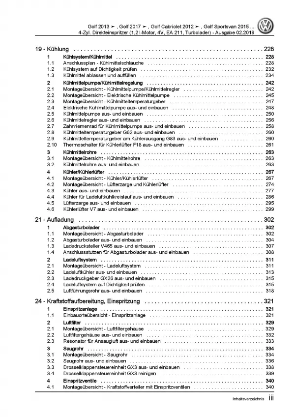 VW Polo 5 6C 2014-2017 4-Zyl. 1,2l Benzinmotor 86-110 PS Reparaturanleitung PDF