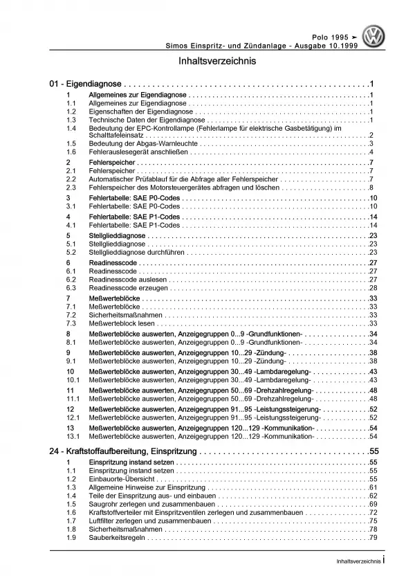 VW Polo 3 6N (94-02) Simos Einspritz- Zündanlage 125 PS Reparaturanleitung PDF