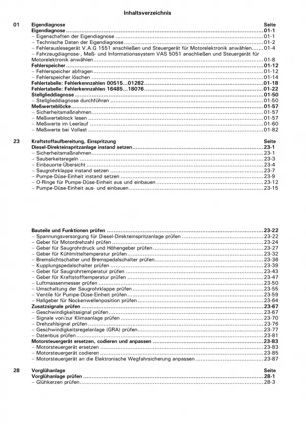 VW Polo 3 6N (94-02) 3-Zyl. Diesel Einspritz- Vorglühanlage Reparaturanleitung