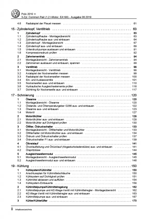 VW Polo 5 6R 2009-2014 3-Zyl. 1,2l Dieselmotor TDI 75 PS Reparaturanleitung PDF