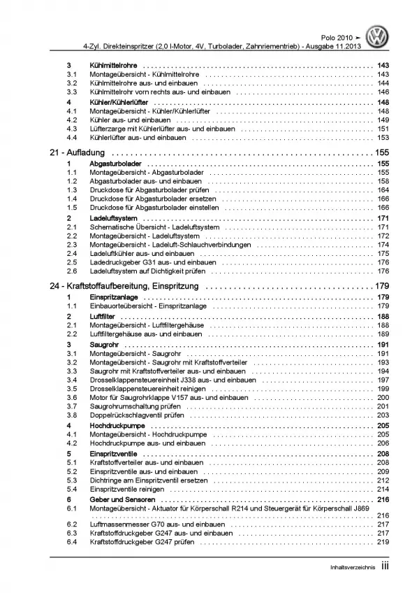 VW Polo 5 Typ 6R 2009-2014 4-Zyl. 2,0l Benzinmotor 220 PS Reparaturanleitung PDF