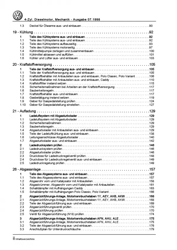 VW Polo Classic 6V (95-02) Dieselmotor 57-110 PS Mechanik Reparaturanleitung PDF