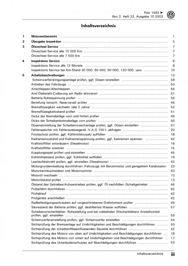 VW Polo 2 86C (81-94) Instandhaltung Inspektion Wartung Reparaturanleitung PDF