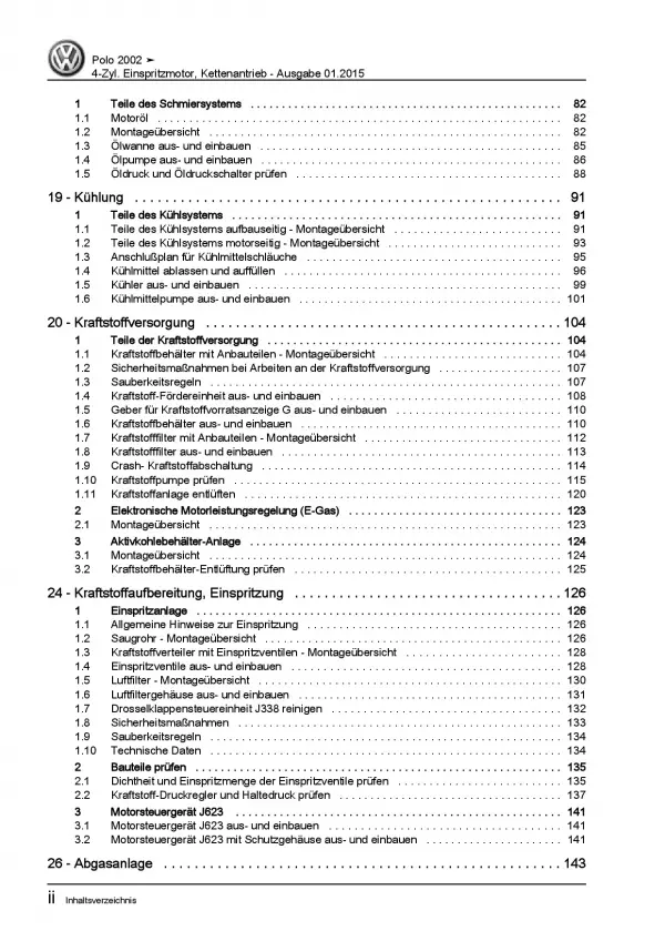 VW Polo 4 Typ 9N 2001-2010 4-Zyl. 1,6l Benzinmotor 105 PS Reparaturanleitung