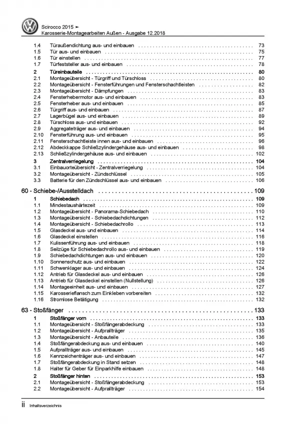 VW Scirocco 13 (14-17) Karosserie Montagearbeiten Außen Reparaturanleitung PDF