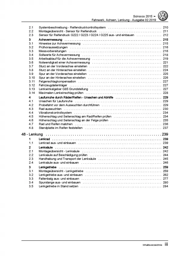 VW Scirocco Typ 13 2014-2017 Fahrwerk Achsen Lenkung Reparaturanleitung PDF