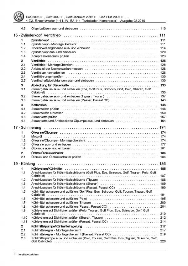 VW Scirocco 13 (08-17) 4-Zyl. 1,4l Benzinmotor 140-180 PS Reparaturanleitung PDF