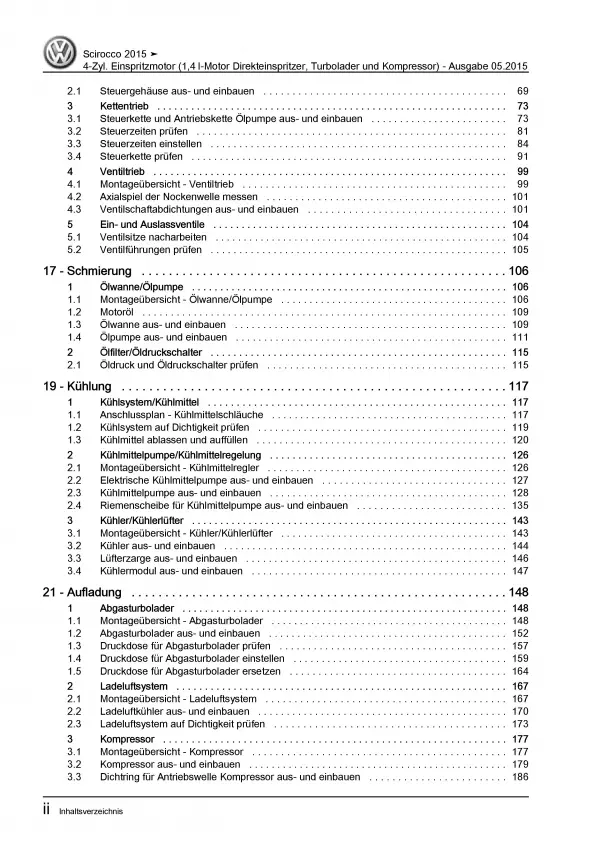 VW Scirocco Typ 13 (14-17) 4-Zyl. 1,4l Benzinmotor 160 PS Reparaturanleitung PDF