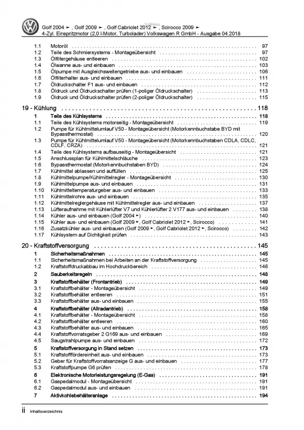 VW Scirocco 13 R (08-14) 2,0l Benzinmotor 230-271 PS Reparaturanleitung PDF