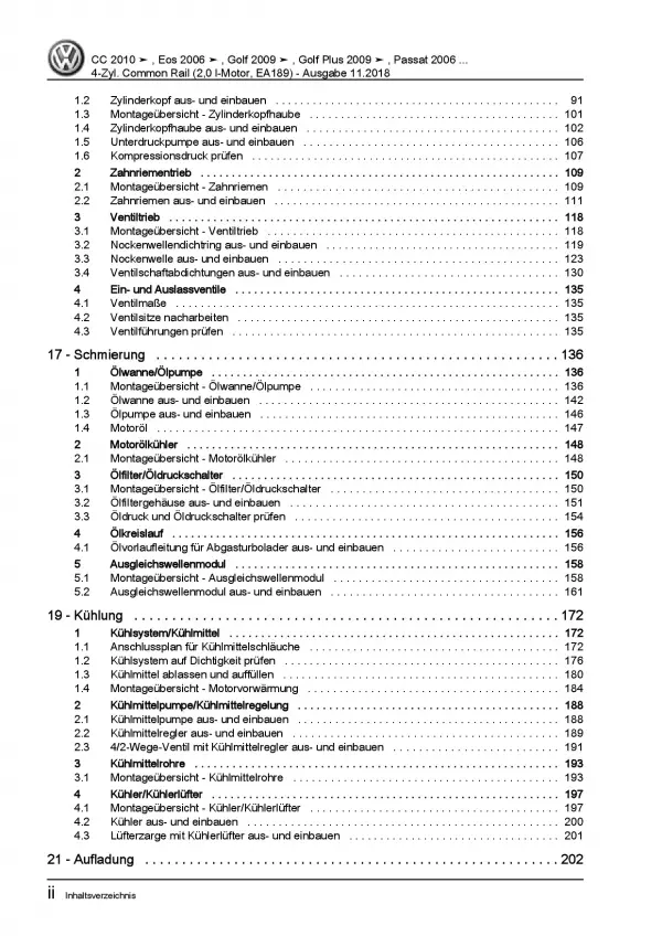 VW Scirocco 13 (08-14) 4-Zyl. 2,0l Dieselmotor 110-170 PS TDI Reparaturanleitung