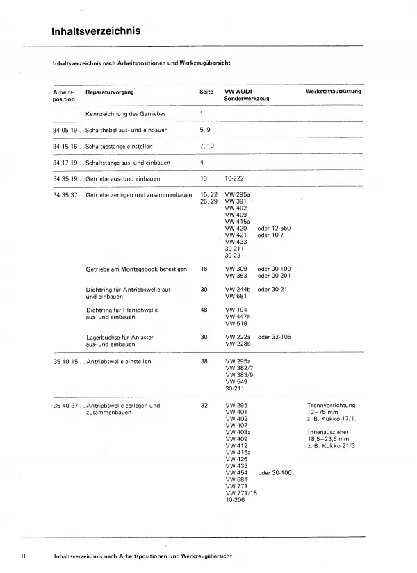 VW Scirocco Typ 53 (74-92) 4 Gang Schaltgetriebe 020 Kupplung Reparaturanleitung